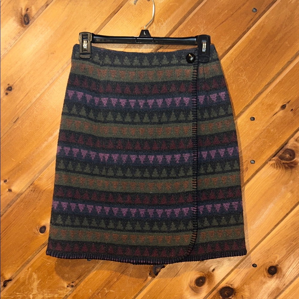 Vintage stringbean sweater wrap tribal print skirt